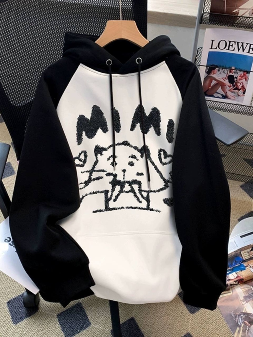 Black & White Graphic Pullover Hoodie